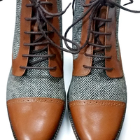 Crafted Leather Classic Brown/Tweed Leather Chukka Dress  Boot - Thumbnail 3