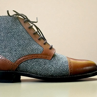 Crafted Leather Classic Brown/Tweed Leather Chukka Dress  Boot - Thumbnail 4