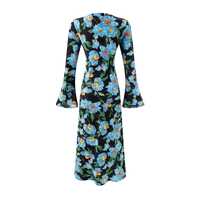 Vintage Print Chic Flared Long Sleeve Dress - Thumbnail 1