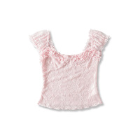 One-shoulder lace ruffled tube top - Thumbnail 3