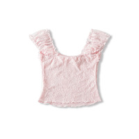 One-shoulder lace ruffled tube top - Thumbnail 4