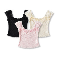 One-shoulder lace ruffled tube top - Thumbnail 6