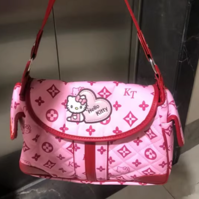 Tote bag cute sweet girl soft leather shoulder underarm bag