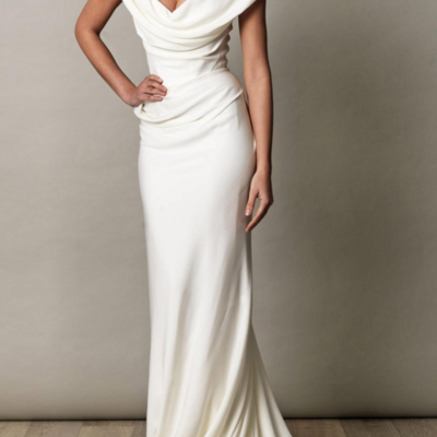 Elegant off shoulder sleeveless ivory prom dress,evening dress