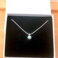 BOXED GIFT/Sterling Silver White Opal Solitaire Pendant & Chain/Silver Opal Necklace UK/Opal Jewellery/Opal Jewelry/UK - Thumbnail 8