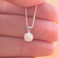 BOXED GIFT/Sterling Silver White Opal Solitaire Pendant & Chain/Silver Opal Necklace UK/Opal Jewellery/Opal Jewelry/UK - Thumbnail 4