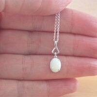 BOXED GIFT/925 White Opal Pendant & 18 inch Silver Chain/Sterling Silver Opal Necklace/Opal Jewellery/Opal Jewelry/U.K - Thumbnail 3