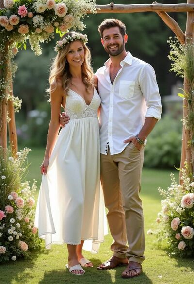 A Line Tulle Wedding Dress, Beach Boho Lace Bridal Dress Bridal Gown