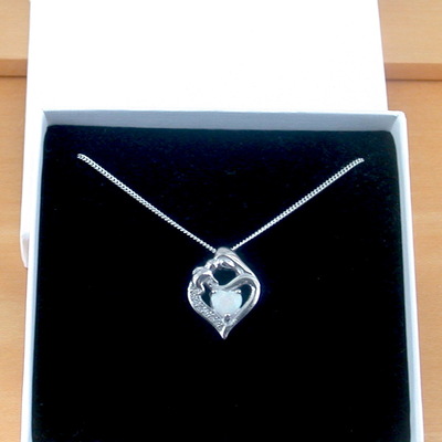 Boxed gift/sterling silver opal mother & baby pendant & chain/opal necklace/opal jewellery/opal jewelry/mother necklace/baby necklace/uk