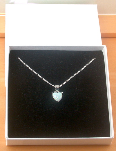 BOXED GIFT/Sterling Silver Opal Heart Pendant & Chain/Opal Necklace/Opal Heart Necklace/Opal Jewellery/October Birthstone/UK