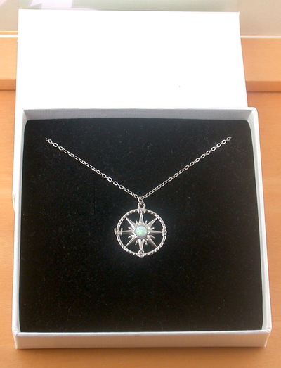 BOXED GIFT/Sterling Silver Opal Compass Necklace/White Opal Necklace/Opal Jewellery/Opal Jewelry/October Birthstone/Compass Pendant/UK