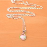 BOXED GIFT/Sterling Silver White Opal Heart Pendant & Chain/Opal Necklace/Opal Jewellery/Opal Jewelry/Opal Heart Pendant/UK - Thumbnail 2