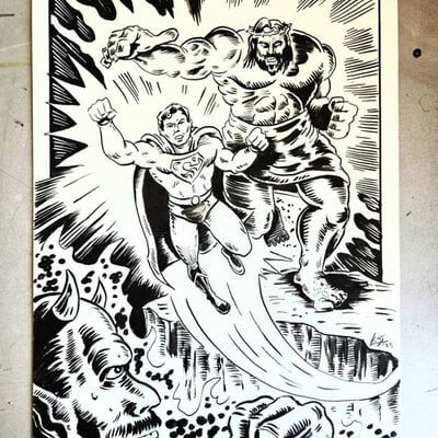 Superman/jesus team-up pinup