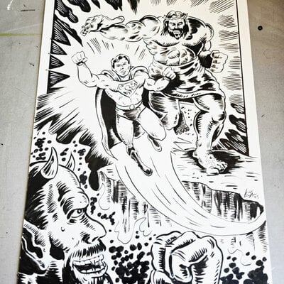 Superman/jesus team-up pinup