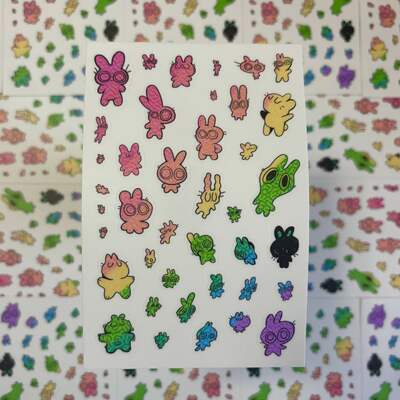 {new! rainbow edition} bunny sticker sheet