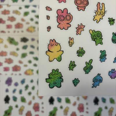 {new! rainbow edition} bunny sticker sheet