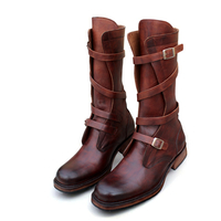 Crafted Leather Men Brown Leather Military Strap Ankle High Jodhpur Boot - Thumbnail 3