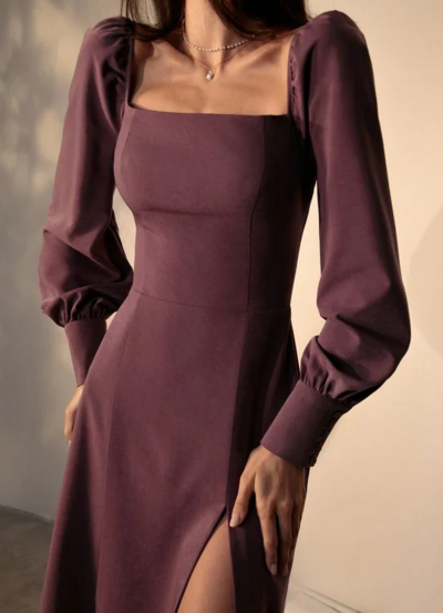 Simple Square-neckline Split Short Prom Dress