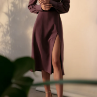 Simple Square-neckline Split Short Prom Dress - Thumbnail 1