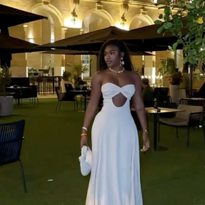 Sweetheart a-line simple long white evening dress