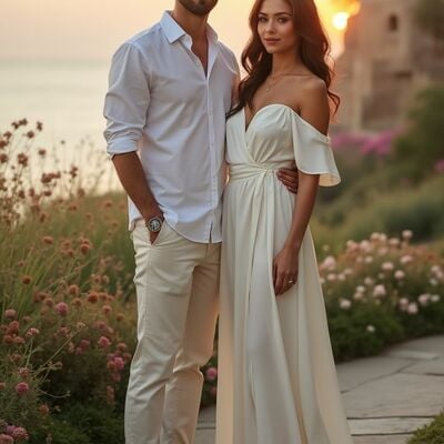 Elegant wedding dress, a line beach boho bridal dress bridal gown, engagement gown - Thumbnail 1