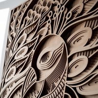 STEREOWOOD Phoenix Multi-Layer Wooden Wall Art, Stereoscopic 3D Decor, Living Room Decor, Bedroom Decor, Laser Cut Arts and Crafts - Thumbnail 4