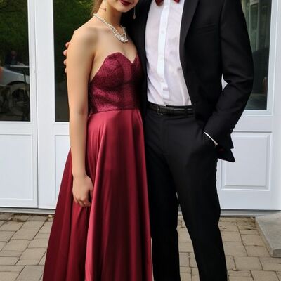 Simple burgundy prom dress evening formal gown sexy birthday party gown - Thumbnail 3