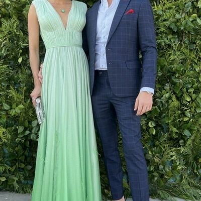 Ombre green prom dress evening formal gown simple birthday party gown - Thumbnail 2