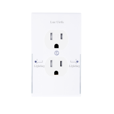 2pack wall outlet plate led night light, illuminated plug cover with sensor inductive guide way light easy snap on no wire or battery needed