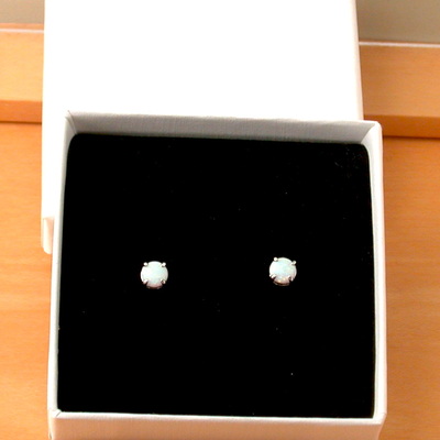Boxed gift/white opal stud earrings/opal earrings/opal jewelry/opal jewellery/opal jewelery/october birthstone/5mm stud earrings/uk