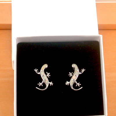 Boxed gift/sterling silver opal gecko earrings/opal earrings/reptile earrings/lizard earrings/gecko jewelleryopal jewellery/uk