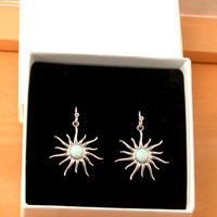 BOXEDGIFT/White Opal Sun Earrings/ Sterling Silver Opal Earrings/Opal Jewellery/Silver Sun Earrings/Opal Jewelry/October Birthstone/UK - Thumbnail 5