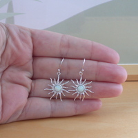 BOXEDGIFT/White Opal Sun Earrings/ Sterling Silver Opal Earrings/Opal Jewellery/Silver Sun Earrings/Opal Jewelry/October Birthstone/UK - Thumbnail 2