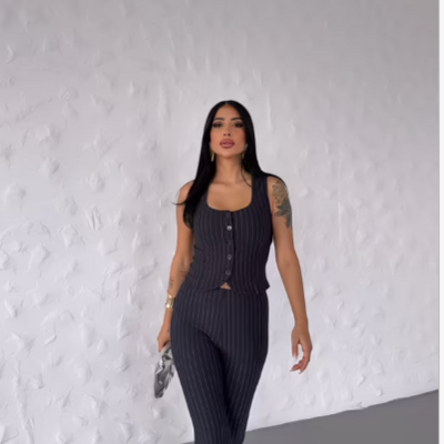 Business stripes suit - navy