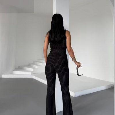 Business stripes suit - black