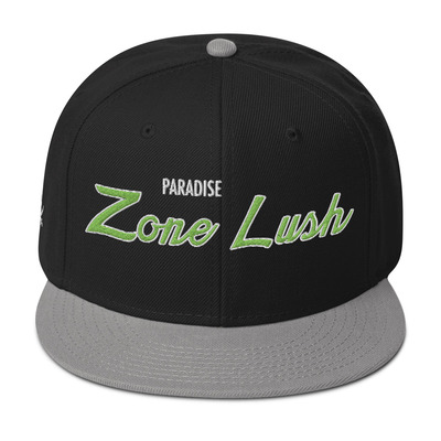 Green script snapback cap
