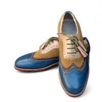 Crafted Leather Classic Tri Tone Leather Wingtip Lace up Oxford Dress Shoes for Men & Women - Thumbnail 4