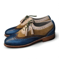 Crafted Leather Classic Tri Tone Leather Wingtip Lace up Oxford Dress Shoes for Men & Women - Thumbnail 2