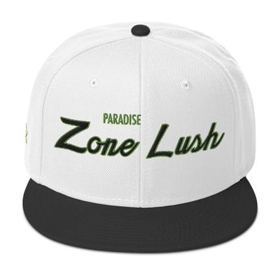 Black script snapback hat