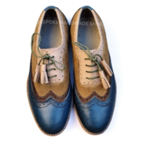 Crafted Leather Classic Tri Tone Leather Wingtip Lace up Oxford Dress Shoes for Men & Women - Thumbnail 5