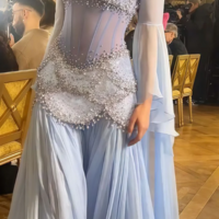 Off The Shoulder Pretty Light Blue Chiffon Prom Dresses With Beading - Thumbnail 1