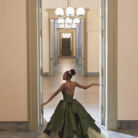 Pretty Strapless Ball Gown Olive Green Long Satin Formal Evening Dress - Thumbnail 1