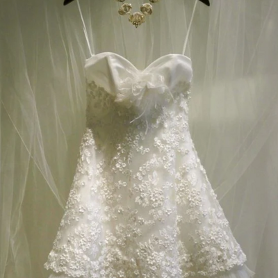 Straps sleeveless a-line short lace homecoming dress