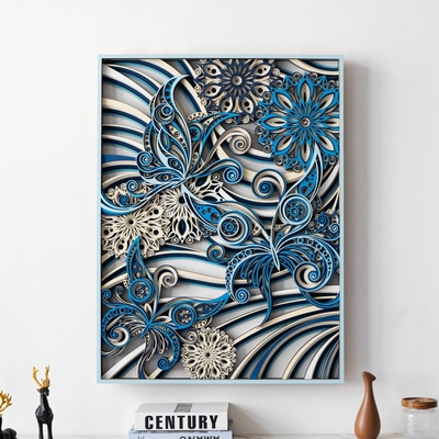 Stereowood butterfly multi-layer wall art, geometric wood wall art