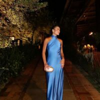 Sheath Blue Open Back Evening Gowns - Thumbnail 7