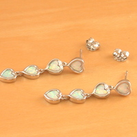 BOXED GIFT/Sterling Silver White Opal Heart Earrings/Opal Heart Drop Earrings/Opal Jewellery/Opal Jewelry/UK - Thumbnail 2