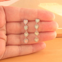 BOXED GIFT/Sterling Silver White Opal Heart Earrings/Opal Heart Drop Earrings/Opal Jewellery/Opal Jewelry/UK - Thumbnail 4