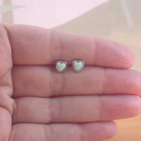 BOXED GIFT/Sterling Silver White Opal Heart Stud Earrings/Opal Heart Earrings/Opal Jewellery/Opal Jewelry/Silver Heart Earrings/October Birthstone/UK - Thumbnail 4
