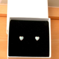 BOXED GIFT/Sterling Silver White Opal Heart Stud Earrings/Opal Heart Earrings/Opal Jewellery/Opal Jewelry/Silver Heart Earrings/October Birthstone/UK - Thumbnail 7