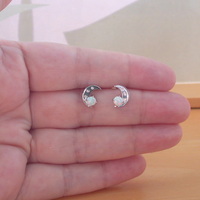 BOXED GIFT/Sterling Silver White Opal Crescent Moon Earrings/Opal Stud Earrings/Silver Moon Earrings/Opal Jewellery/Opal Jewelry/October Birthstone/UK - Thumbnail 3